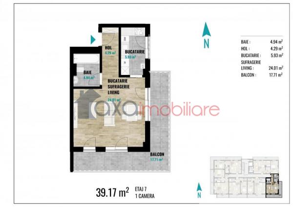 Apartament 1 camere de vanzare in Cluj-napoca, cartier Calea Turzii