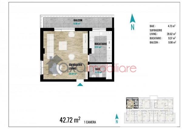 Apartament 1 camere de vanzare in Cluj-napoca, cartier Calea Turzii