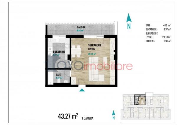 Apartament 1 camere de vanzare in Cluj-napoca, cartier Calea Turzii