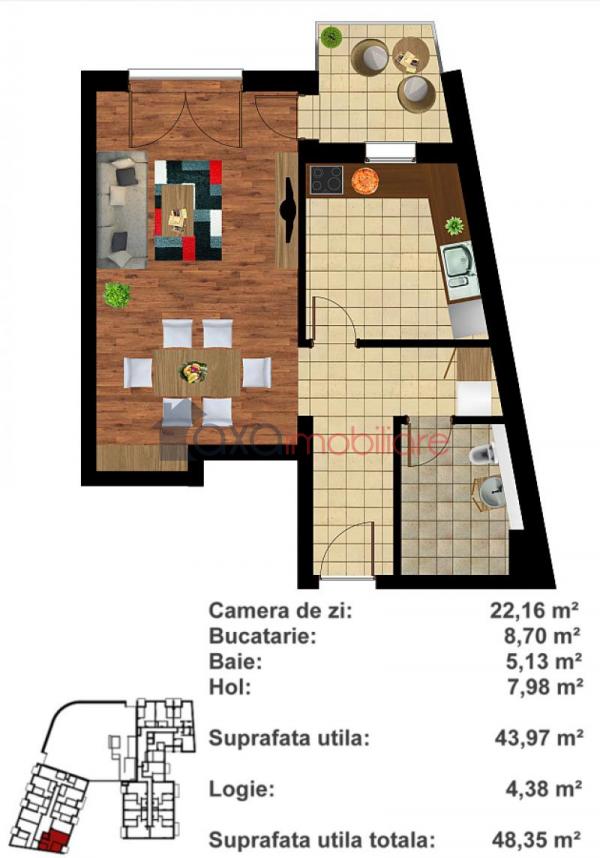 Apartament 1 camere de vanzare in Cluj-napoca, cartier Centru